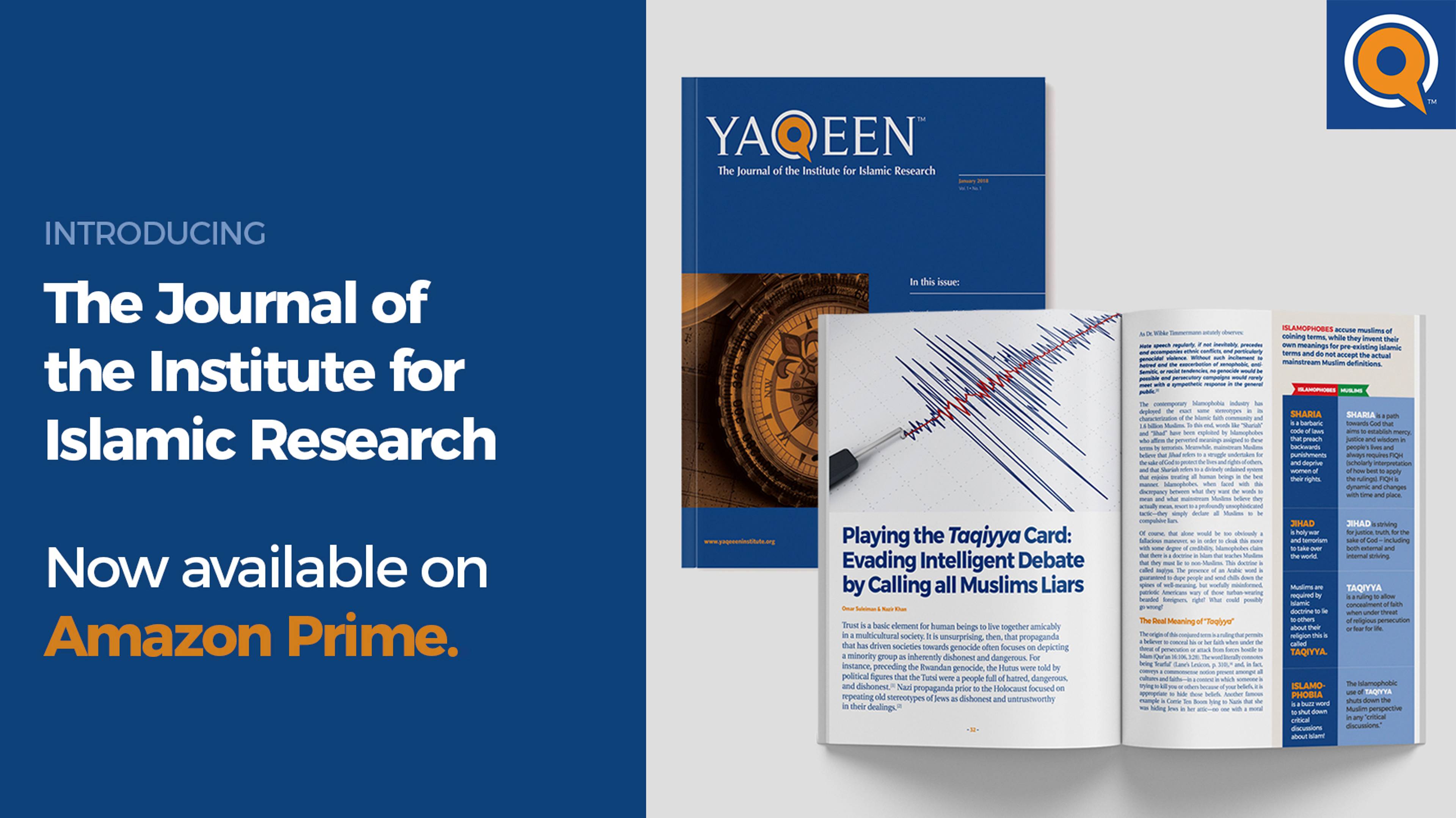 Journal of the Institute for Islamic Research Now Available on Amazon Prime