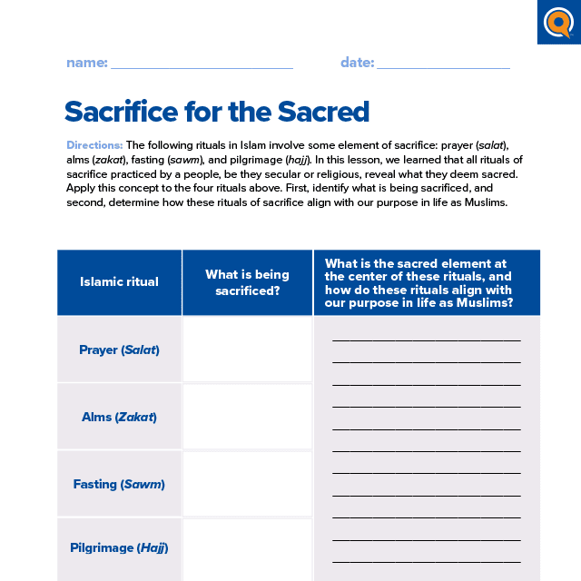 1.3 Worksheet: Sacrifice for the sacred