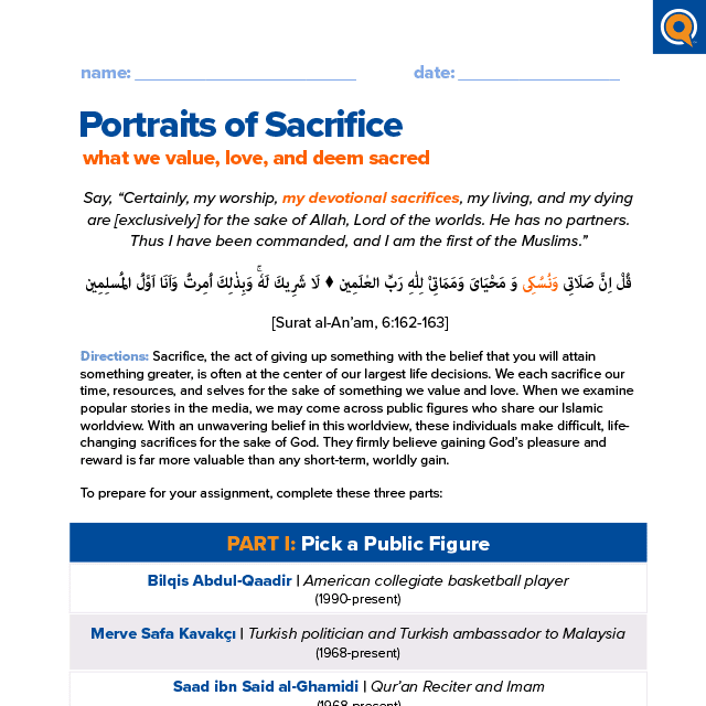 1.4 Worksheet: Portraits of sacrifice