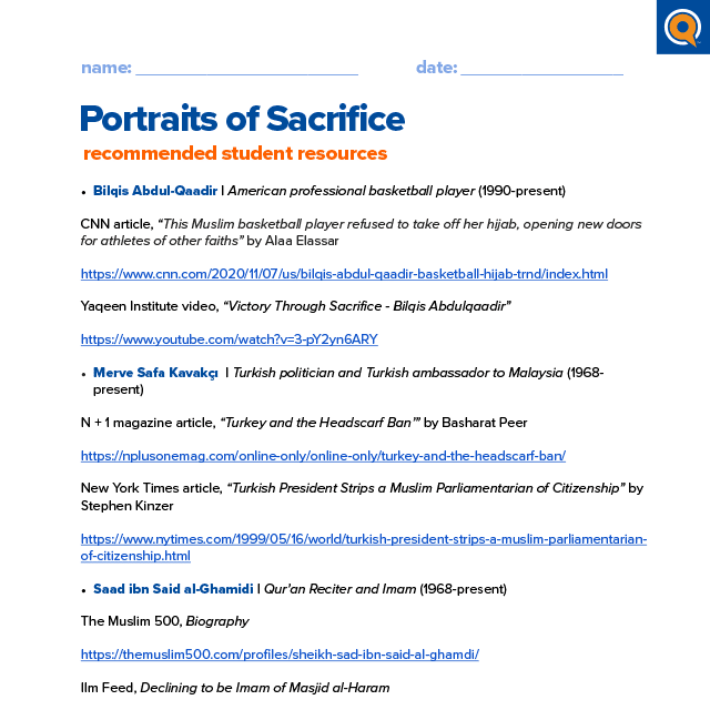 1.5 Resources: Portraits of sacrifice