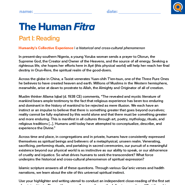 2.3 Worksheet: The human fitra