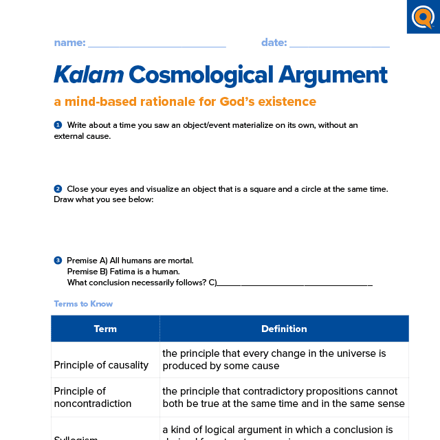 3.3 Worksheet: Kalam cosmological argument