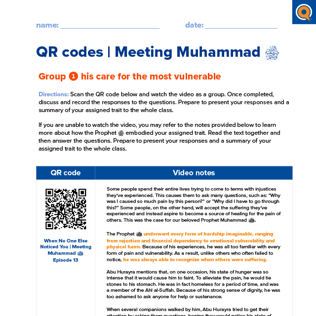 3.1 Worksheet: QR codes
