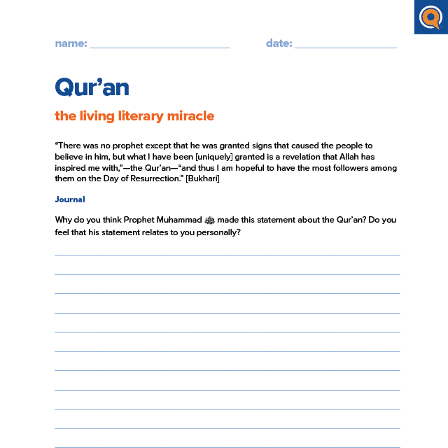 1.3 Worksheet: Qur’an: the living literary miracle