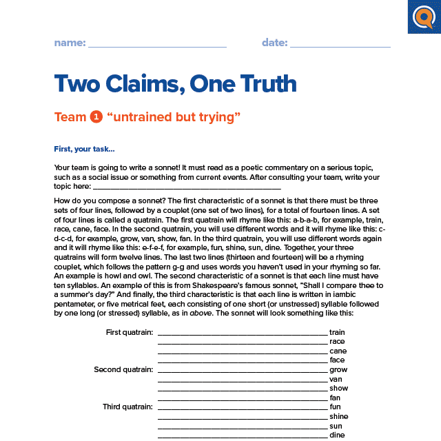 2.1 Worksheet: Two claims, one truth