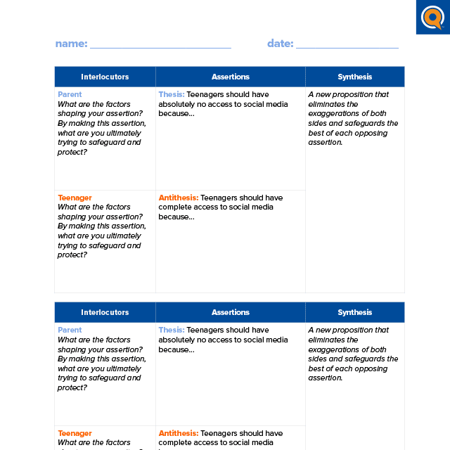 2.2 Worksheet: A class dialectic
