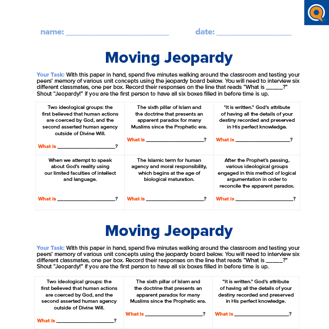 3.1 Worksheet: Moving Jeopardy 