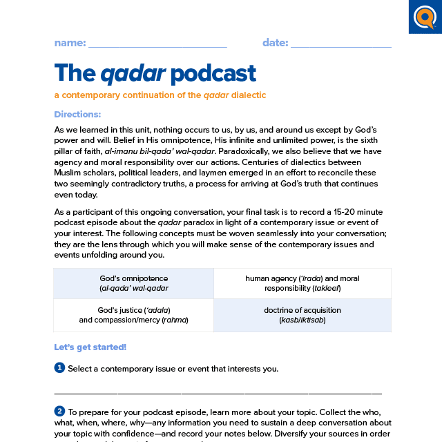 3.3 Worksheet: The qadar podcast