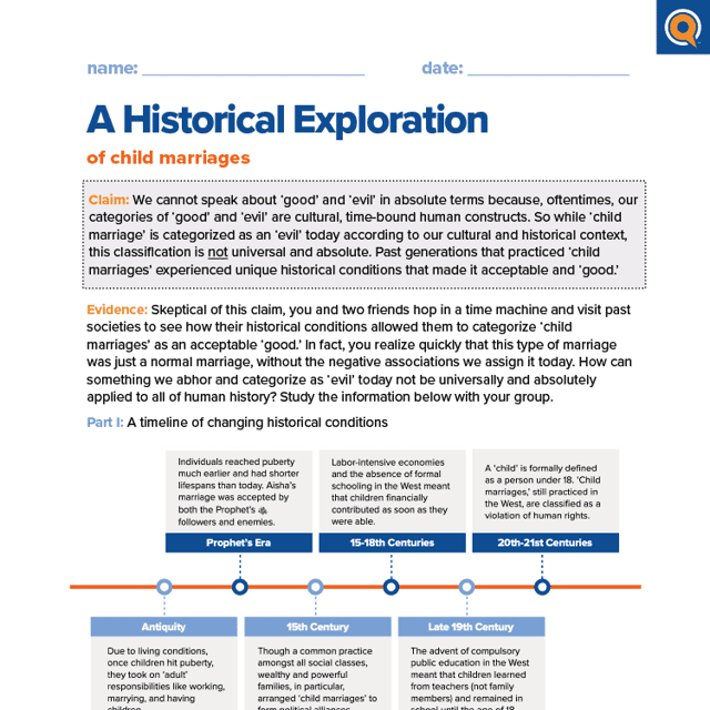 1.4 Worksheet: A historical exploration of child marriages