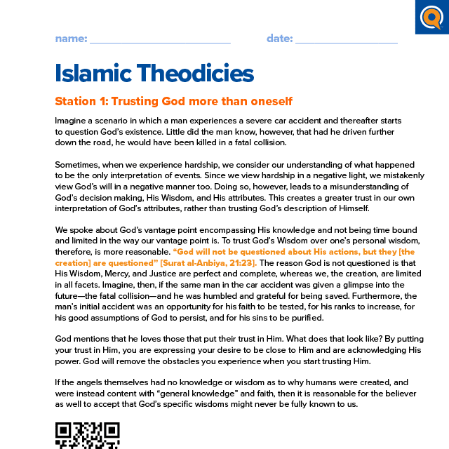 2.3 Worksheet: Islamic theodicies 