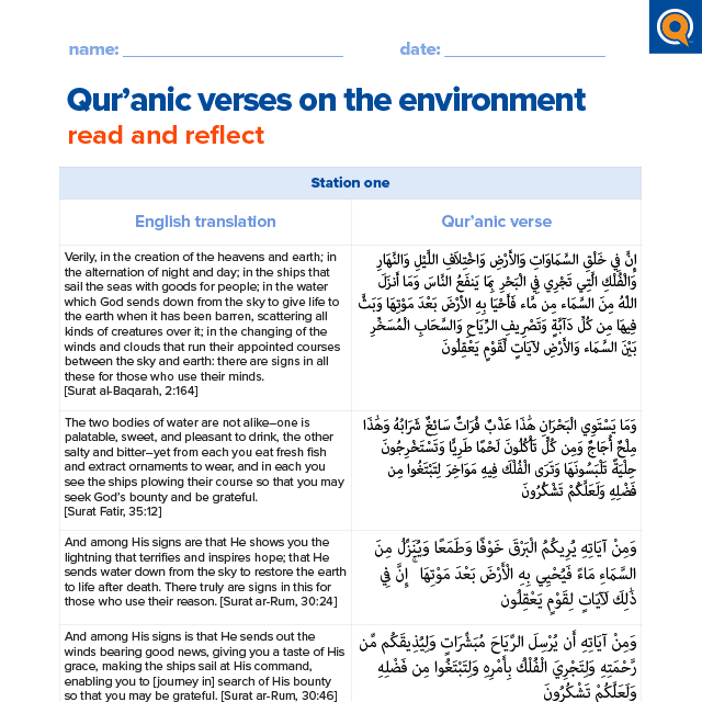 2.2 Worksheet: Qur’anic verses on the environment 