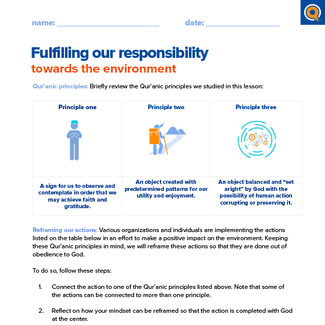 2.3 Worksheet: Fulfilling our responsibility 