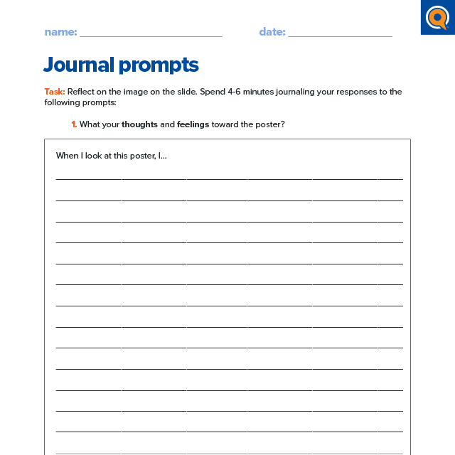 1.1 Worksheet - Journal prompts