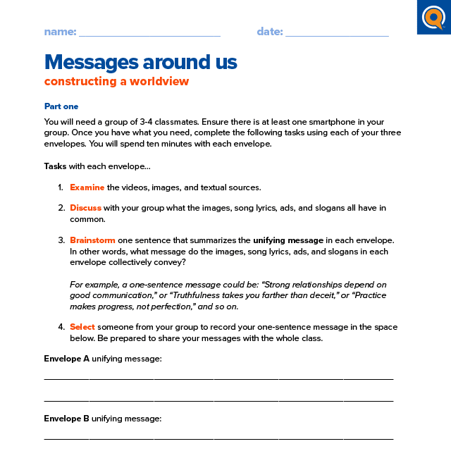 1.4 Worksheet - Messages around us