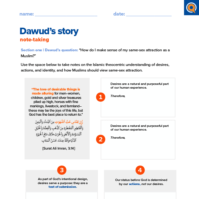3.1 Worksheet - Dawud’s story: note-taking