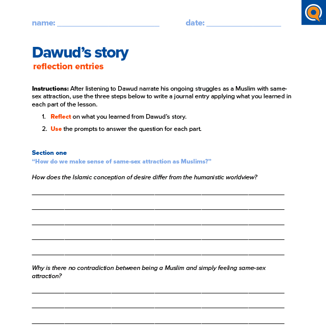 3.2 Worksheet - Dawud’s story: reflection entries