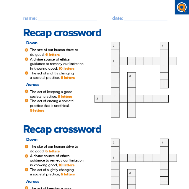 3.1 Recap crossword