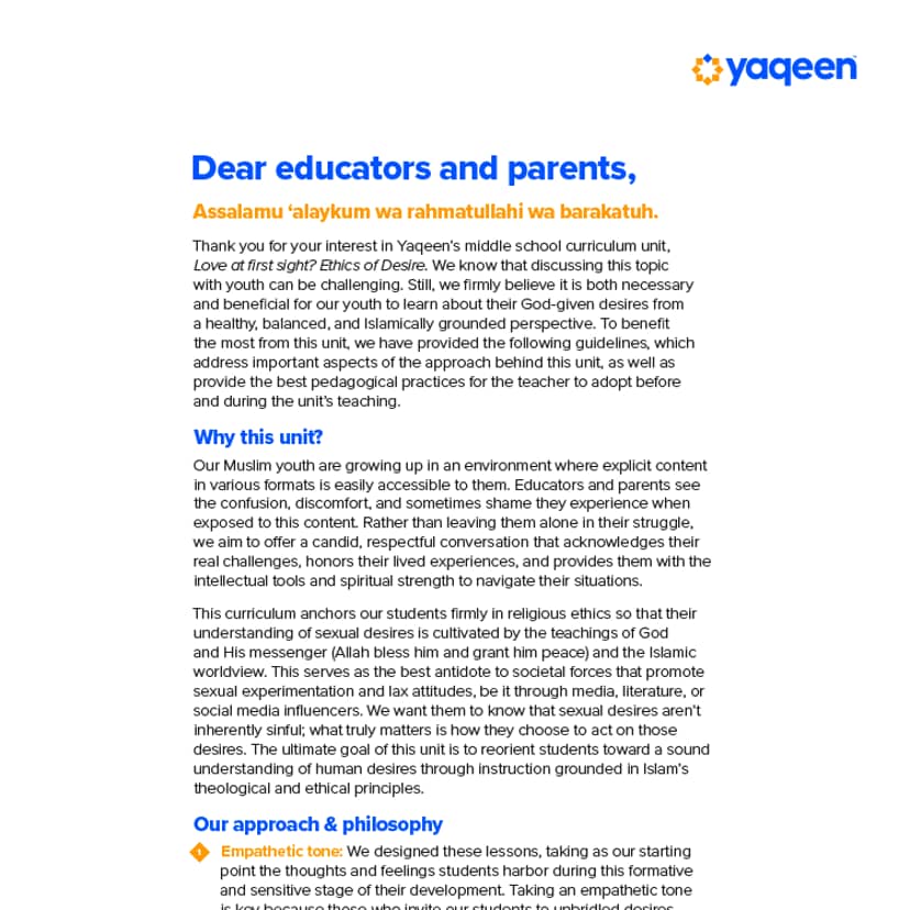 Note to educators and parents