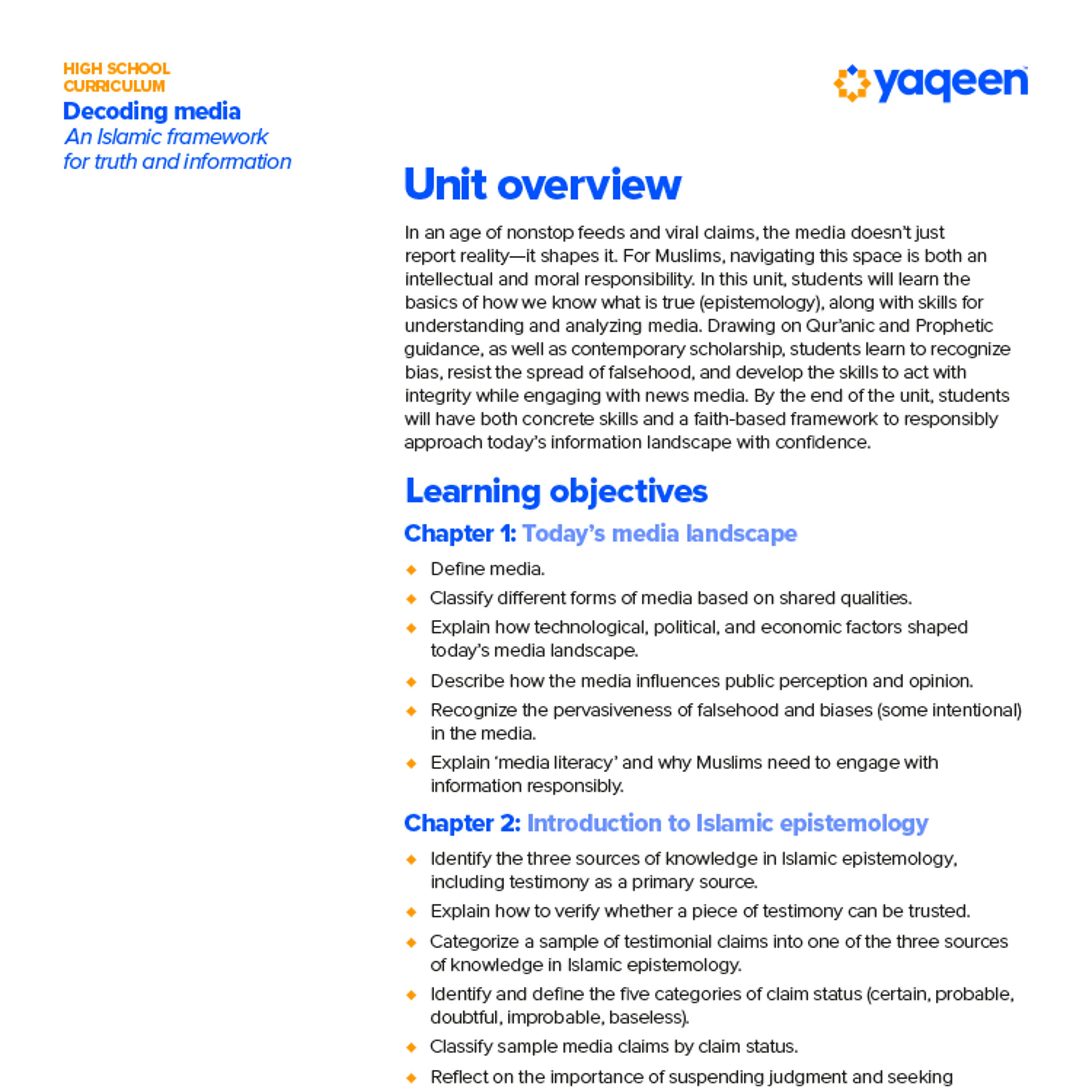 Unit overview and learning objectives