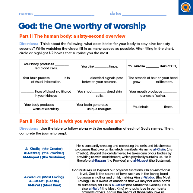 2.1 In-class activity | God: the One worthy of worship