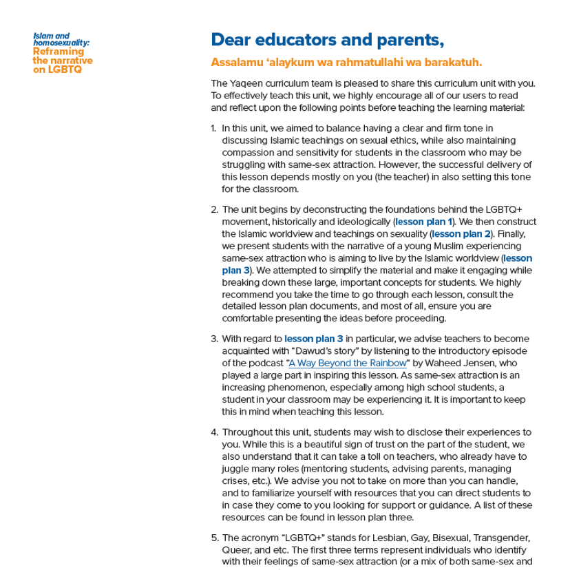 Note to educators and unit fundamentals